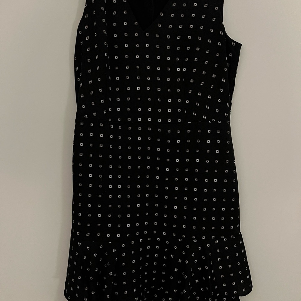 Ann Taylor Factory Black Midi Dress with White Pattern